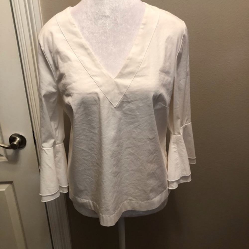White House Black Market The White Carmen Poplin Top Size 8